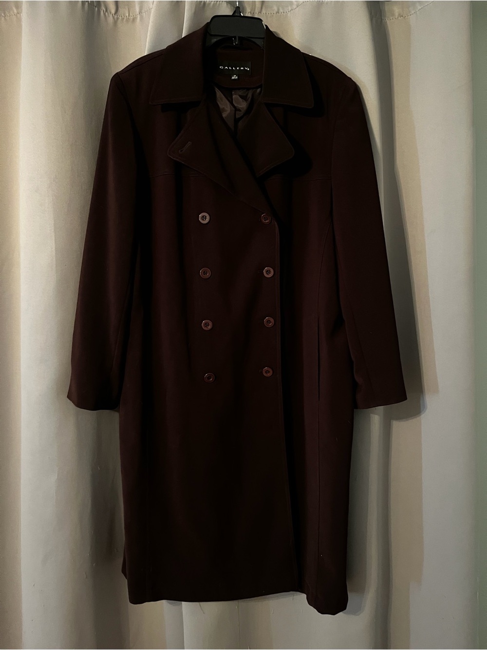 Gallery Burgundy Double-Breasted Trench Coat